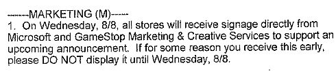 Gamestop email from MS